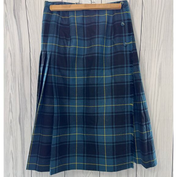 Vintage Tartan Plaid Wool Pleated Skirt Size Large Retro  Cottage Boho - Picture 1 of 6